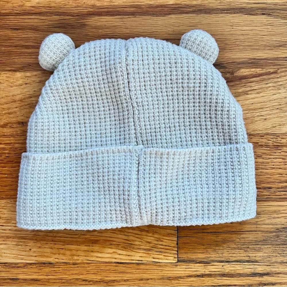 Cream knit beanie baby hat with bear ears wonder nation EUC #kidcore #winterwear